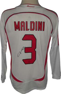 Paulo Maldini signed AC Milan 2007 Champions League finalists Athens 2007, 
 a final they went on to win after beating Liverpool 2-1. Shirt is made by