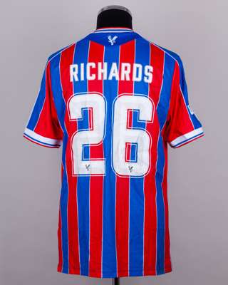 Chris Richards red and blue No.26 Crystal Palace v. Dynamo Kyiv match worn shirt