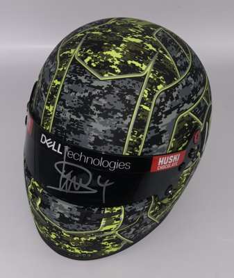 Lando Norris (UK) signed McLaren F1 ½ scale helmet (2021 Glitch) 2021 Test Helmet,
 Signed on Visor with Silver Sharpie. Includes signed 8 by 10in. ac