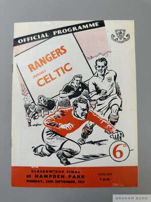 Rangers v. Celtic Glasgow Cup Final match programme, 26th September 1955
 overall good