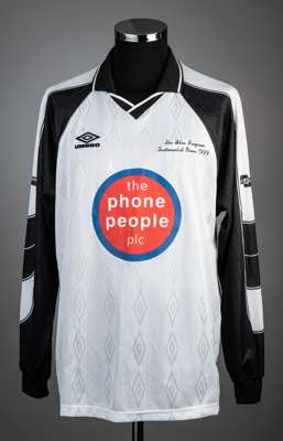 White & black Rest of the World XI No.19 jersey from the Sir Alex Ferguson Testimonial Match played at Manchester United's Old Trafford ground 11th Oc