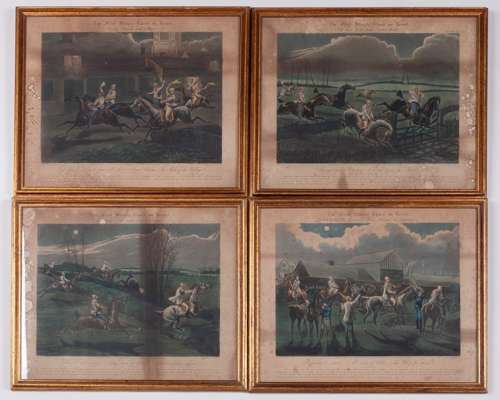 A set of four prints after Henry Alken (1785-1851): The First Steeple-Chase On Record