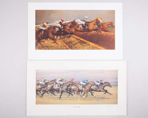 Group of four Peter Curling (Irish, b.1955) limited edition horse racing prints