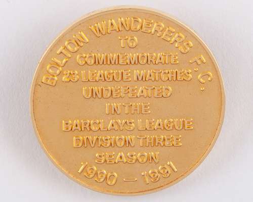 Sammy Lee a gilt-metal medal Bolton Wanderers commemorative medal