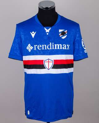 Melle Meulensteen blue No.17 Sampdoria v. Sassuolo match worn autographed shirt, 2025