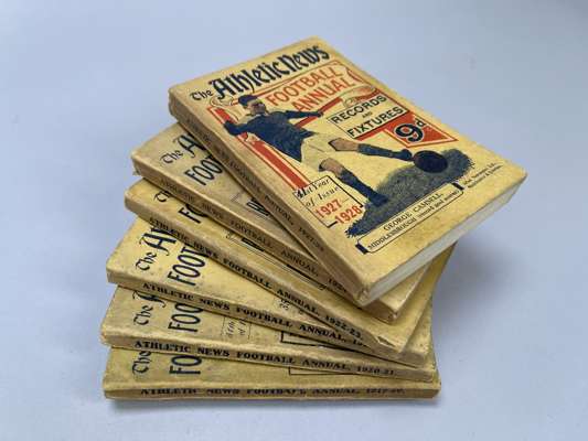 Athletic News annuals complete run 1919-20 to 1922-23,
 with 1924-25, 1927-28, in very good condition, (6)