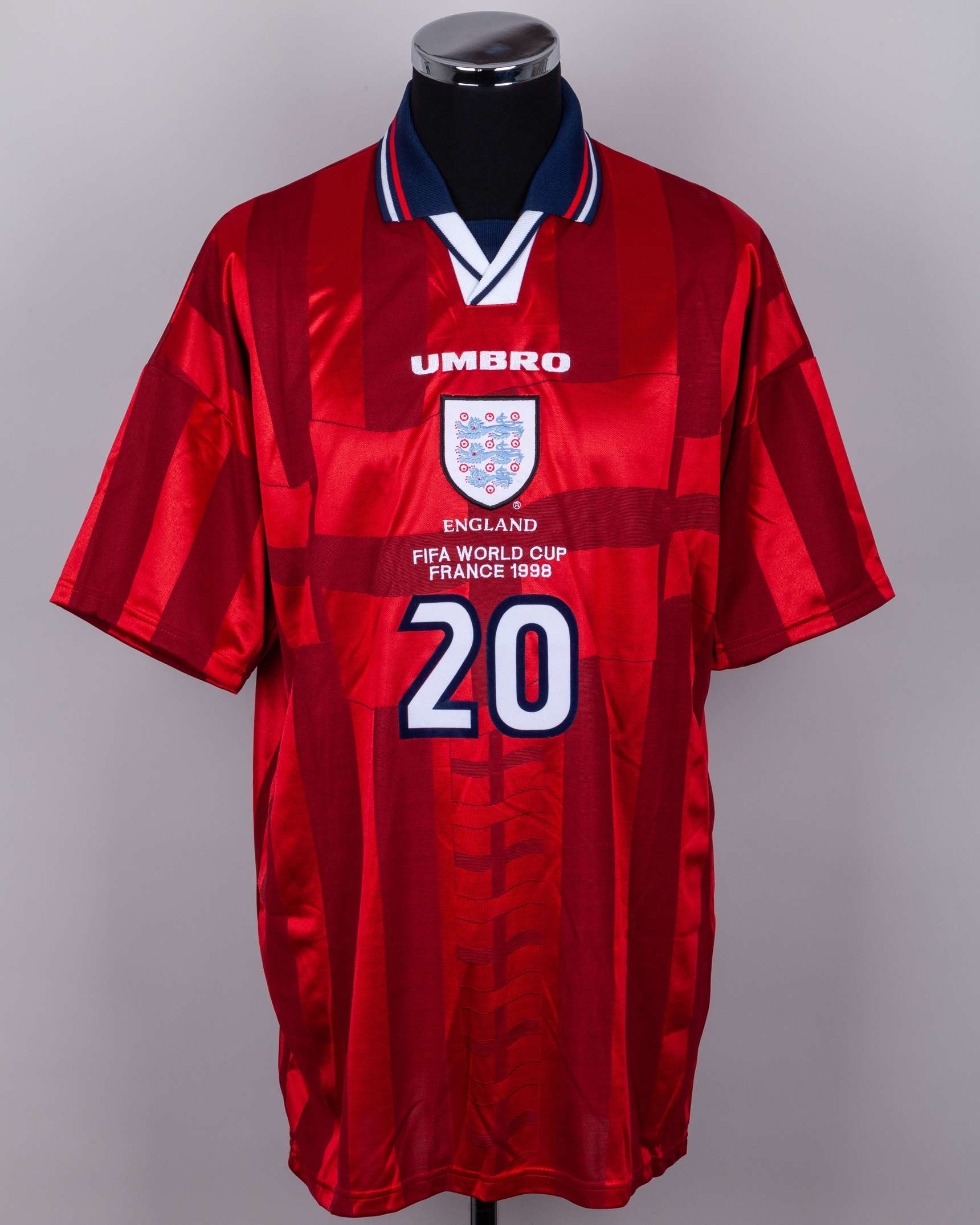98イングランドW杯 #20オーウェン 半袖M Michael Owen red and white No.20 England 1998 World Cup issued