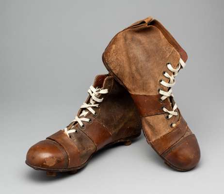 FHW (Freeman Hardy Willis) “Barbarian” vintage rugby boots circa 1920s,
 early and rare, signs of wear and bumps but are structurally intact. marked F
