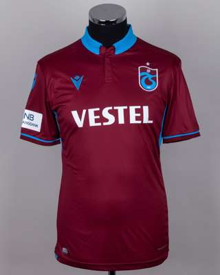 Joao Pereira burgundy and blue No.47 Trabzonspor short-sleeved shirt, 2019-20