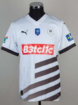 Benjamin Bourigeaud white and black No.14 Rennes French Cup semi final short-sleeved shirt