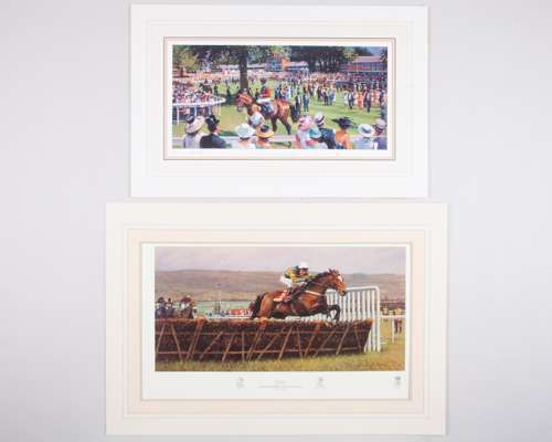 Two Peter Curling horse racing prints