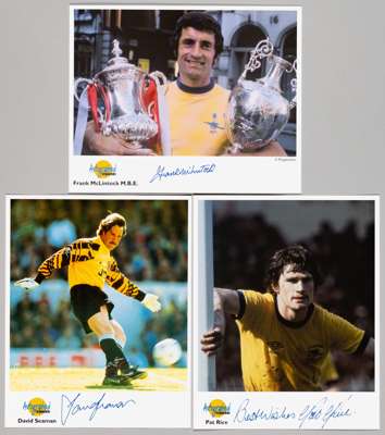 Arsenal Greats: Pat Rice, Frank McLintock & David Seaman signed Autograph Editions colour photographs, 
 each 10 by 8in. of an Arsenal Legend, each ni