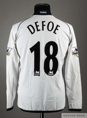 Jermain Defoe white and blue No,18 Tottenham Hotspur match worn long-sleeved shirt, 2003-04, 
 Kappa, with crew-neck collar and embroidered badge insc