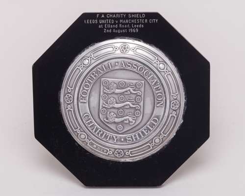 Gary Sprake a silver-mounted Leeds United v. Manchester City Charity Shield plaque, 1969