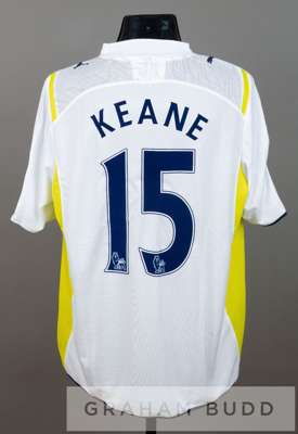 Robbie Keane signed white and yellow Tottenham Hotspur no.15 home jersey from the 2009 Barclays Asia Trophy in Beijing,
 short-sleeved with BARCLAYS P