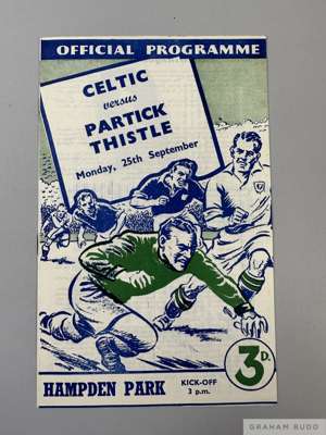 Celtic v. Partick Thistle Glasgow Cup Final match programme, 25th September 1950-51
  overall good