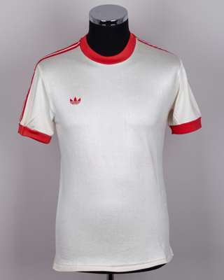 Maradona white and red No.10 Argentinos Juniors match worn short-sleeved shirt
