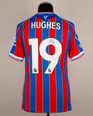 Will Hughes red and blue No.19 Crystal Palace v. Sunderland match worn shirt