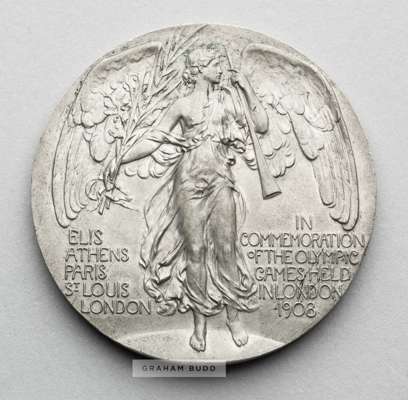 Two Olympic Games participant's medals for London 1908 and London 1948,
 comprising London 1908 Olympic Games participant's medal, designed by Bertram