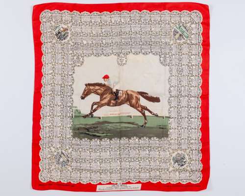 Ladies Derby scarf commemorating Arctic Prince the 1951 Epsom Derby winner,