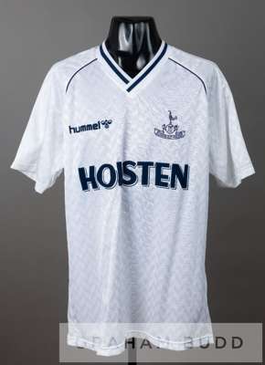 White Tottenham Hotspur no.14 substitute's jersey, circa 1988,
 by Hummel, short-sleeved with embroidered club crest and sponsor logo, reverse numbere