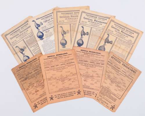 Nine Tottenham Hotspur match programmes, 1943 to 1949