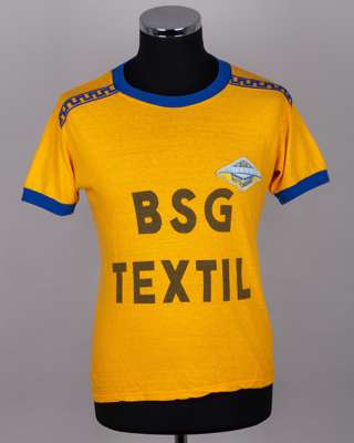 Yellow and blue No.13 BSG Kottengrun short-sleeved shirt, c.1980s