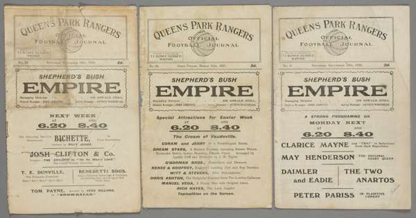 Two QPR home programmes from the first season in the Football League 1920-21,  

F.L. Division Three v Luton Town 25th September 1920 (paper loss on a