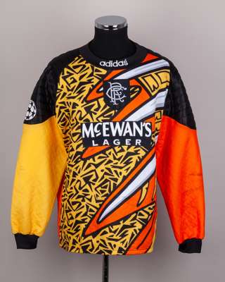 Andy Goram multi-colour No.1 Rangers Champions League goalkeepers shirt, 1995-96