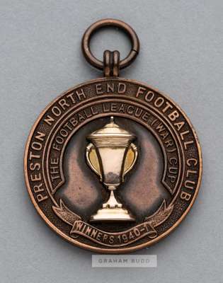 Rare Preston North End Football League War Cup winner's medal season 1940-41 awarded to the PNE goalkeeper George "Harry" Holdcoft,
 inscribed "The Fo