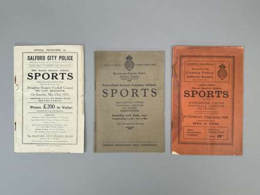 Two Lancashire Police Constabulary programmes for Annual Amateur Athletic Sports Days held at Manchester United’s Old Trafford ground on 22nd June 192