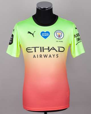 Phil Foden yellow and orange No.47 Manchester City short-sleeved shirt, 2019-20