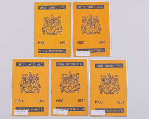 Five Leeds United home match programmes, 1950-51