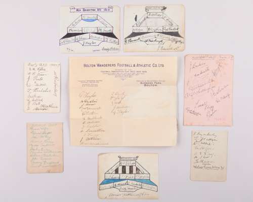 A collection of team autographs including Wolverhampton Wanderers
