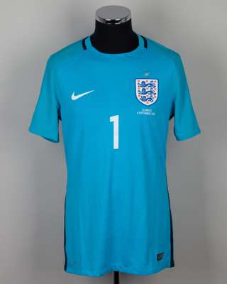 Joe Hart blue No.1 England v. Slovakia short-sleeved shirt, 2016