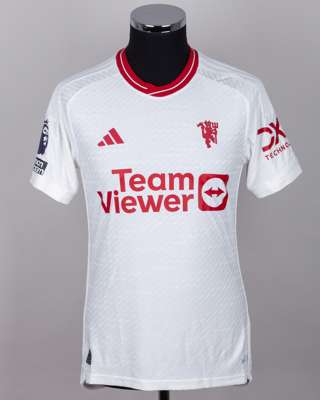 Alejandro Garnacho white and red No.17 Manchester United short-sleeved shirt, 2023-24