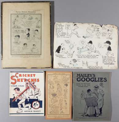 A group of caricatures originally owned by and featuring the cricketer Percy Fender,
 including an original artist drawn example by Wells and relating