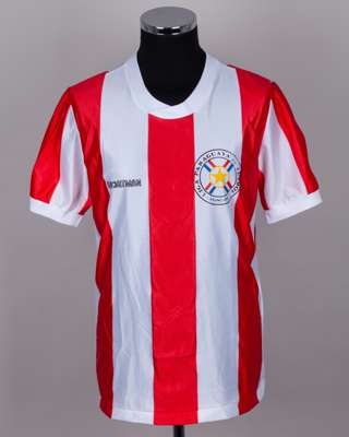 Red and white No.16 Paraguay v. Sporting Lisbon short-sleeved shirt, 1988