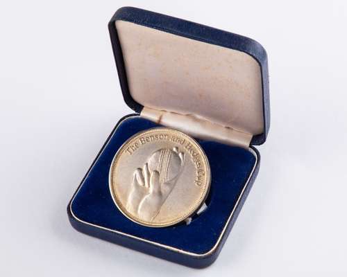Dickie Bird yellow-metal county cricket Benson and Hedges Cup Final medal, 1985