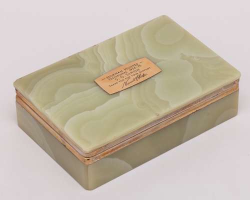 Norman Hunter Testimonial a green onyx cigarette box