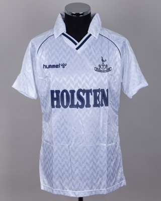 White and blue No.15 Tottenham Hotspur short-sleeved shirt, 1987