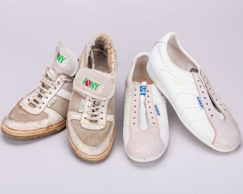 Dickie Bird white Pony MCS 101 worn trainers