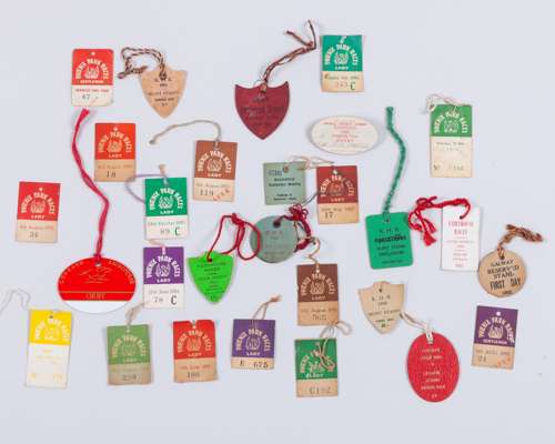 Group of 28 Irish racecourses cardboard day badges