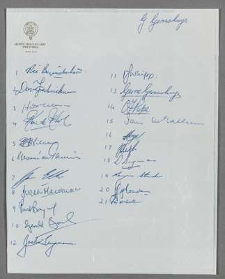 SOUTH AFRICA v BRITISH LIONS 1974 2nd TEST MATCH RUGBY UNION AUTOGRAPH TEAM SHEET, 

In 1974 the British Lions toured South Africa, with matches in So