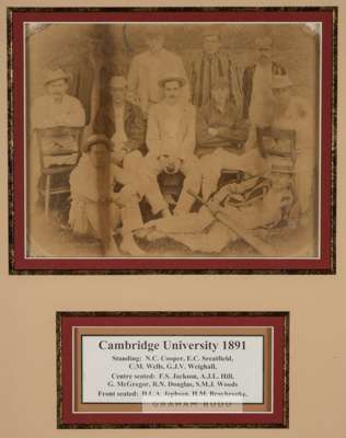 Two Cambridge University cricket teams photographs, dating from 1891,
 the first featuring the Cambridge University team from 1891 in seated and stand