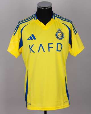 Jhon Duran yellow and blue No.9 Al Nassr short-sleeved shirt, 2024-25