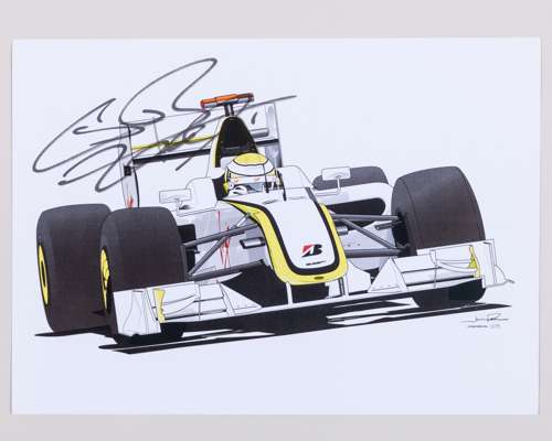 Jenson Button 2009 Brawn GP Signed A4 Photo