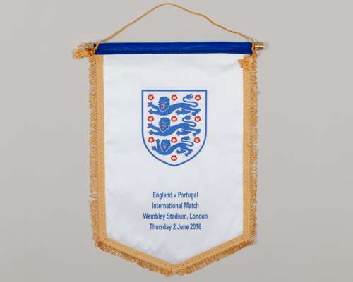White and blue England v. Portugal pennant, 2016