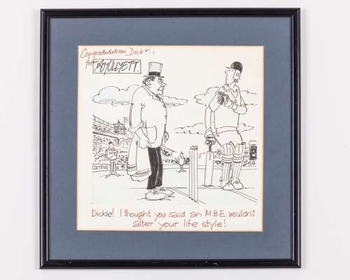 Pen, ink and watercolour Congratulations Dickie from and by Roy Ullyett and other cartoons
