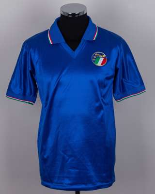 Gaetano Scirea blue No.6 Italy 1986 World Cup match worn short-sleeved shirt